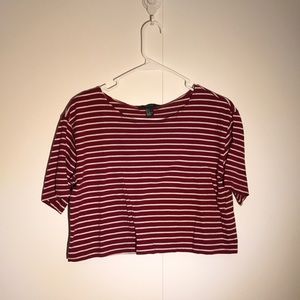 💖5/$25💖 Forever21 Red & White Stripe Cropped Tee